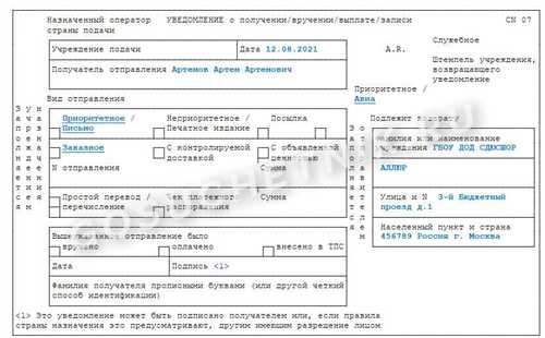 структура письма